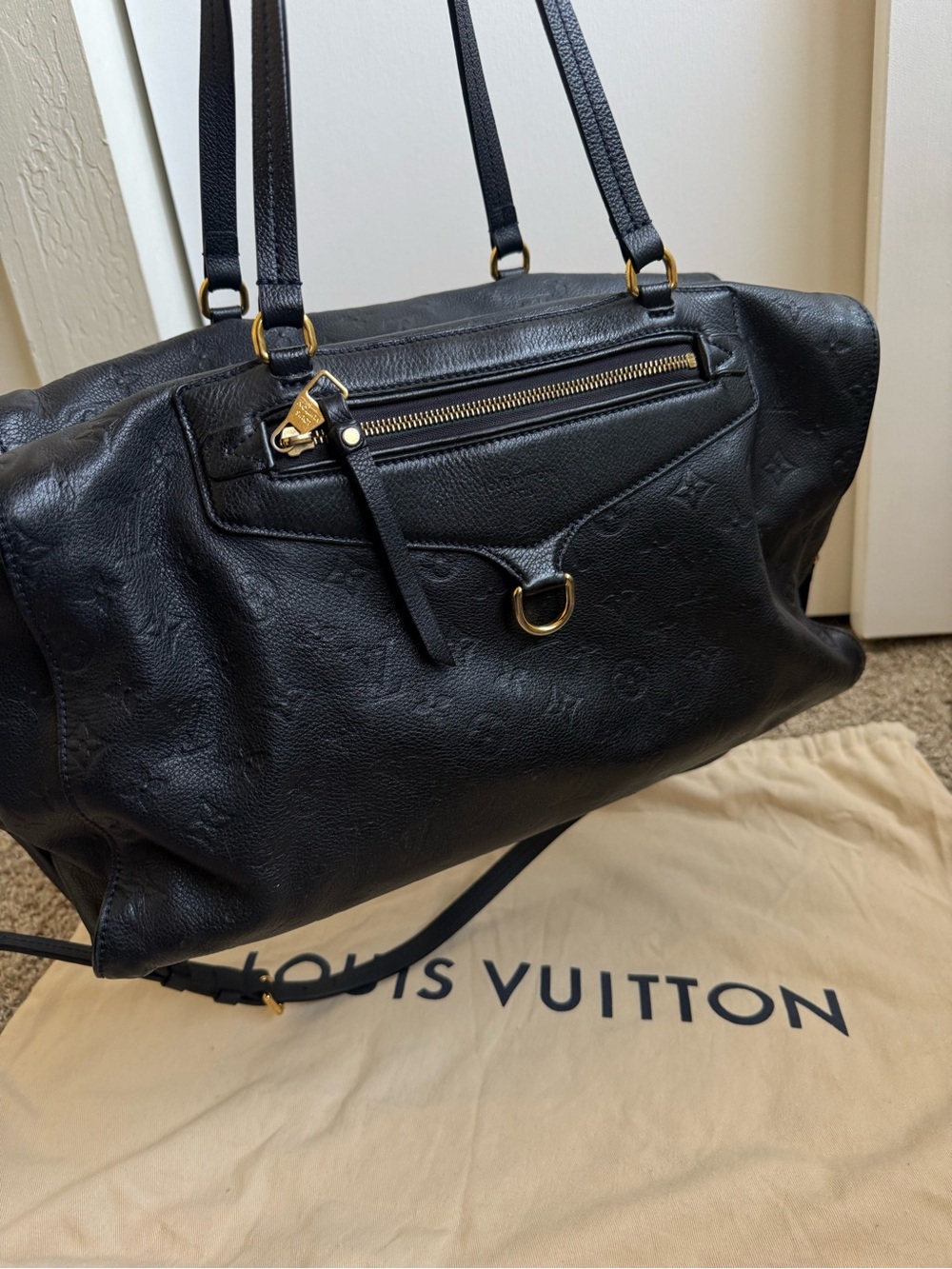 Authentic Louis Vuitton Monogram Empreinte Lumineuse GM bag in Navy Blue - Picture 2 of 16